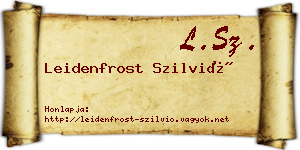 Leidenfrost Szilvió névjegykártya